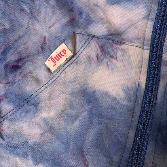 Juicy Couture Sport Jacket Womens Full Zip Up Pockets Tie Dye Blue XL 1548 - Picture 2 of 5
